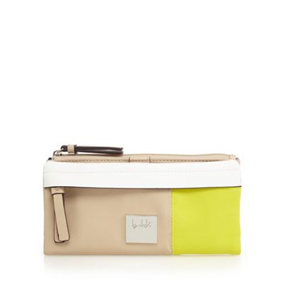 Beige colour block purse